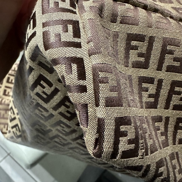 SOLD Auth FENDI Zucchino Tote Bag Beige Brown Canvas Leather 8bh026 - Picture 4 of 17